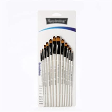CEHSG Naylon Fırçalar 12 İnci Beyaz Ahşap Çubuk Fırça Seti Boyama Kalem Yağlıboya Fırçası Seti