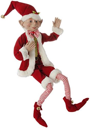raz Imports tarafından Noel Baba Kıyafeti Noel Dekorunda 16 inç Posable Elf