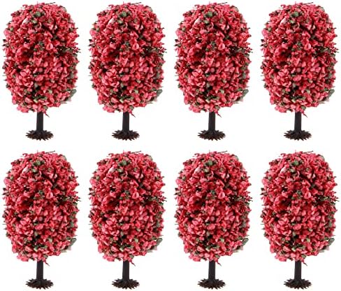 Bitray Modeli Minyatür Ağaçlar Bitkiler 2.4 inç Yükseklik Pembe Model Ağacı Bahar Manzara Plastik Ağaçlar DIY El Sanatları