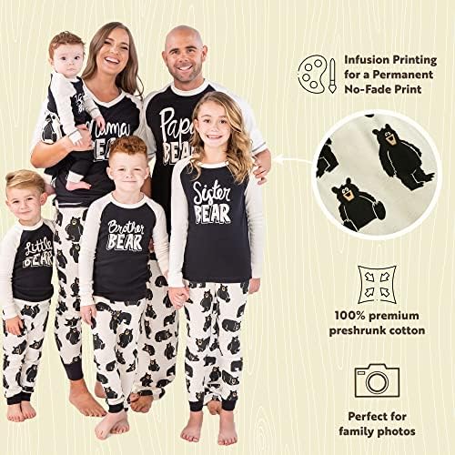Yetişkinler, çocuklar ve bebek için tembel bir eşleşen aile pijama setleri (Aile ayısı)