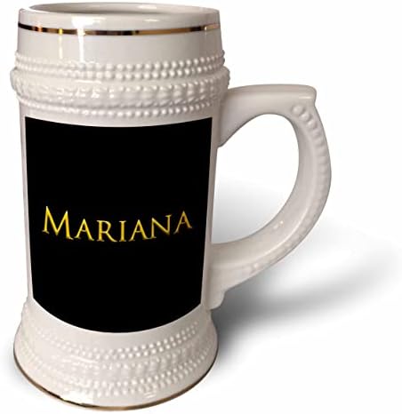 3dRose Mariana güzel kız bebek Amerikan adı. Siyah üzerine sarı. - 22oz Steın Kupa (stn-362755-1)