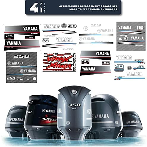 411 Çıkartmaları Satış Sonrası Yedek Yamaha 115 Dört Zamanlı (2002-2006) gri-Beyaz Dıştan Takma Çıkartma (Etiket) seti
