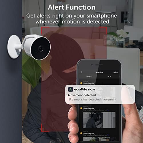 eco4life-Akıllı WiFi Kapalı Ev Güvenlik Pet Bebek Monitörü Kamera ile Telefon App, gece Görüş, İki Yönlü Ses, hareket Algılama