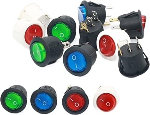 LYKD Rocker Anahtarı 10 ADET ON / Off Yuvarlak Rocker Anahtarı LED Aydınlatmalı Mini Siyah Beyaz Kırmızı Mavi 10A 250 V /