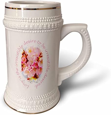 3dRose Pembe Sakura Çiçekleri-Kiraz Çiçeği. Aşktır. - 22oz Steın Kupa (stn-362088-1)