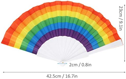 Katlanır Fan,6 adet Gökkuşağı El Katlanır Fan, Renkli El Fanlar Yaz Aksesuar Sahne Performansı Parti Dekorasyon için Gökkuşağı