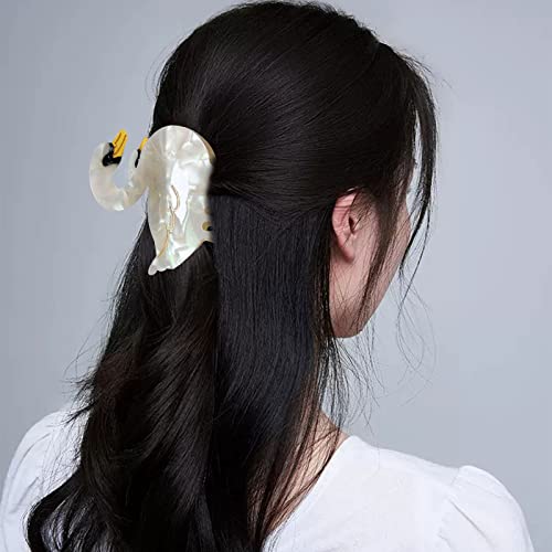 2023 Yeni Kore Versiyonu Hayvan Asetik Saç Tokası Kuğu Saç Tokası Saç Kuru Klipler (Beyaz, Bir Boyut)