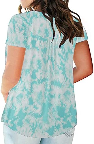 Bayan Artı Boyutu Gömlek Moda Kravat boya Baskılı Düğme yukarı V Yaka Kısa Kollu Gevşek Kazak T-Shirt Bluz Tops