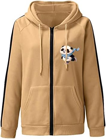 Sevimli Büyük Boy Hoodie Ceket Kadınlar için Y2k E Kız fermuarlı kapüşonlar Panda Hayvan Tişörtü Genç Sonbahar Baggy Rahat