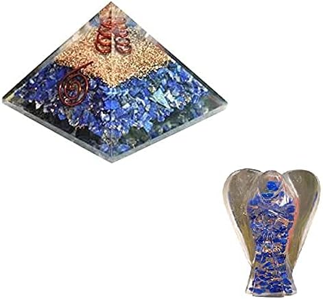 PYOR Lapis Lazuli Orgon Piramidi Şifa Kristal Cep Melek Heykeli Heykelcik Iyi Şanslar Servet Refah Para Servet Manevi Ev