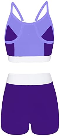 easyforever Çocuk Kız dans Kıyafetleri Jimnastik Leotard Eğitim Takım Elbise spor Sutyeni Kırpma Üst şort takımı