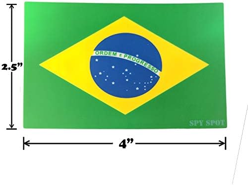 Brezilya Bayrağı Çıkartması vinil yapışkan 4 x 2.5 UV Dayanıklı Hava Laminat Profesyonel Kalite 4 Set Casus Nokta