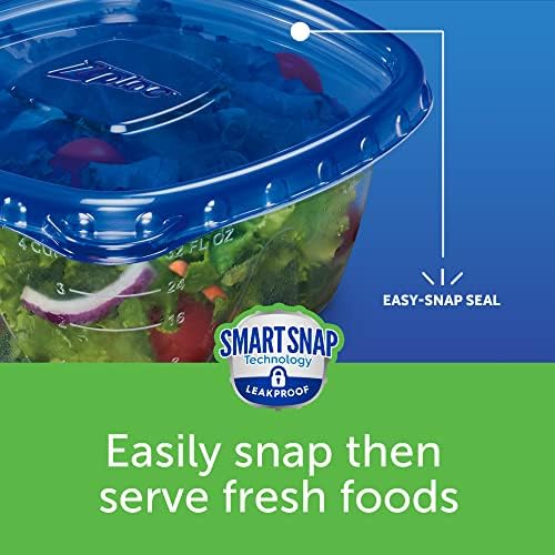 Ziploc Gıda Depolama Yemek Hazırlama Kapları Mutfak Organizasyonu için Yeniden Kullanılabilir, Akıllı Snap Teknolojisi, Bulaşık