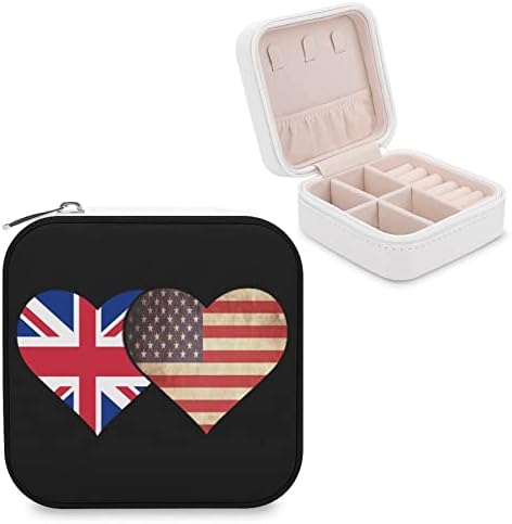 İngiliz Bayrağı Ve ABD Bayrağı PU Deri Küçük Takı kolye kutusu Yüzük Depolama Organizatör Kızlar Kadınlar için Hediye