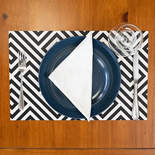 Yemek Masası için Siyah Kağıt Placemats - Tek Kullanımlık Kare Geometrik Parti Placemats Ped Başına 30 Yaprak ABD'de üretilmiştir