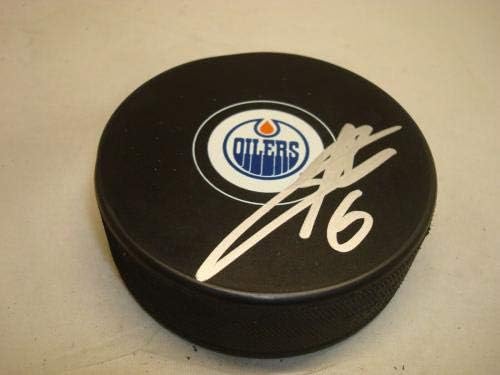 Adam Larsson İmzalı Edmonton Oilers Hokey Diski İmzalı 1D İmzalı NHL Diskleri
