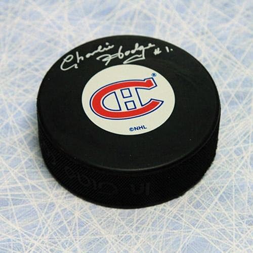 Charlie Hodge Montreal Kanadalılar İmzalı Hokey Diski - İmzalı NHL Diskleri