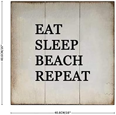 Ahşap Işareti Yiyin Uyku Plaj Tekrar 16 X 16 Asmak kolay Duvar Sanatı Rustik Ahşap Plak Tırnak Oturma Odası Ev Dekor Açık