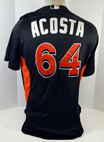 2012-13 Miami Marlins Acosta 64 Oyun Kullanılmış Siyah Forma ST BP 46 DP18399 - Oyun Kullanılmış MLB Formaları