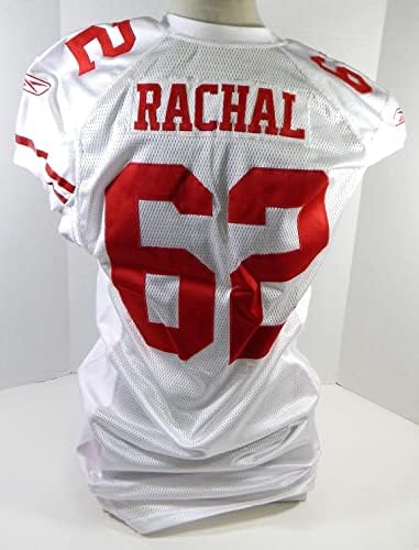 2009 San Francisco 49ers Chilo Rachal 62 Oyun Kullanılmış Beyaz Forma 48 DP26431-İmzasız NFL Oyun Kullanılmış Formalar