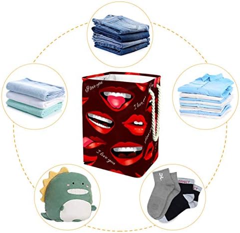Seksi Kırmızı Dudaklar Desen Büyük Katlanabilir çamaşır sepeti Katlanabilir Kirli Çamaşır sepeti Çanta Kolej Ev Çamaşır Odası
