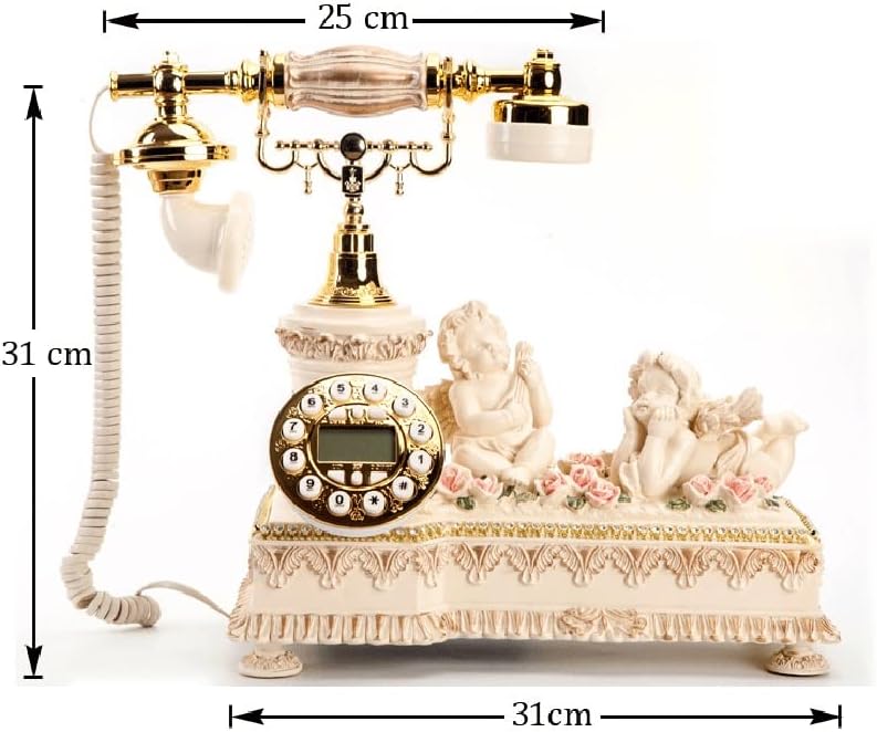 GRETD Antika Sabit Telefon Vintage Sabit Kablolu Telefon Cupid Avrupa Reçine Arayan KİMLİĞİ Eller Serbest Ev Ofis