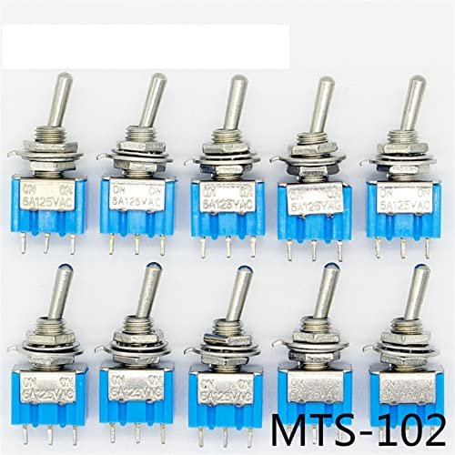 10 adet Mavi Mini MTS-102 3-Pin SPDT ON-ON 6A 125VAC Minyatür Geçiş Anahtarları