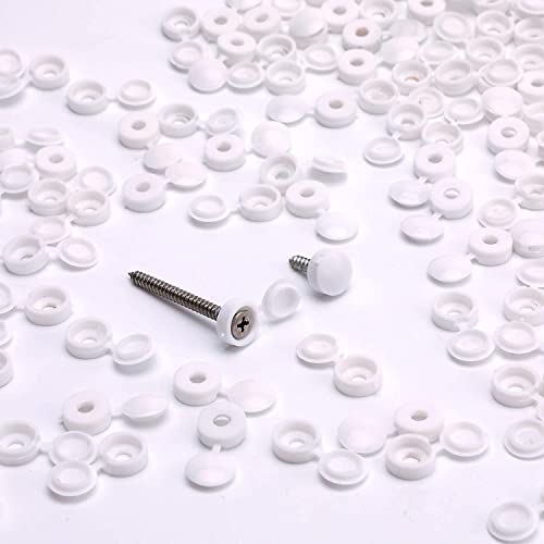 LUTER 100 Adet Plastik Menteşeli vidalı kapak Kapaklar Vidalı Kapak Kapakları Yıkayıcı Flip Tops (Beyaz)