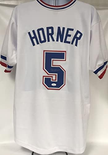 Bob Horner İmzalı Atlanta Beyaz Beyzbol Forması İmzaladı-JSA COA
