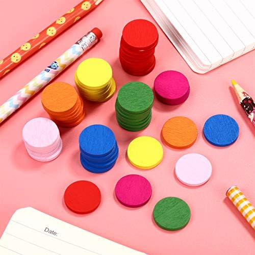 NUOBESTY Ahşap Oyuncaklar Renkli Yuvarlak Ahşap Adet Ahşap Disk Matematik Öğrenme Araçları Çocuklar Toddlers ıçin, 50 adet