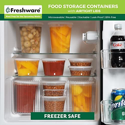 Freshware Gıda Saklama Kapları [36 Set] Kapaklı 16 oz Plastik Şarküteri Kapları, Balçık, Çorba, Yemek Hazırlama Kapları /