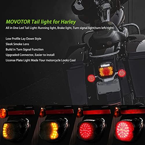 KUQIQI füme Motosiklet led arka lambası LED fren dönüş sinyali arka ışık düşük profilli arka lambaları ile uyumlu Dyna Sportster