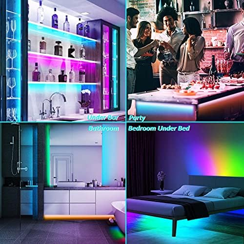 Lacasa hareket sensörlü led şeritler, RGB ve sıcak beyaz yatak altında gece ışık şeridi 3.28 ft, 14 renk ve 6 değişen mod