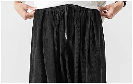 Kot erkek harem pantolon Kadife Streetwear Erkekler Koşu Sweatpants Büyük Boy Pamuk günlük pantolon (Renk: Siyah, Boyut: