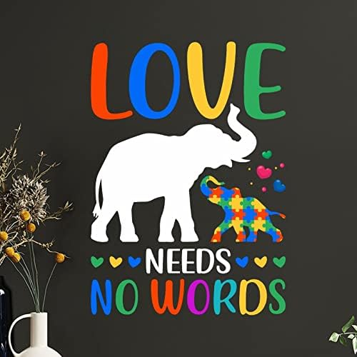 Aşk Hiçbir Kelime İhtiyacı Otizm Fil Duvar Sticker Otizm Farkındalık Sticker için Duvar Otistik Destek Bulmaca Parçası Duvar
