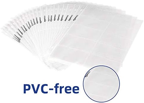 Basics Plastik Kartvizitlik, 3 Halkalı Bağlayıcı için Koruyucu Kılıflar, Şeffaf, 25'li Paket