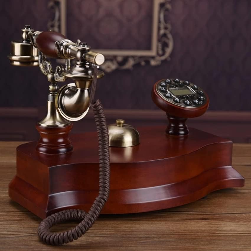 Yok Antika Telefon Sabit Masif Ahşap Arayan Kimlikli Telefon, Düğme Kadranı, Arkadan Aydınlatmalı Eller Serbest, Mekanik