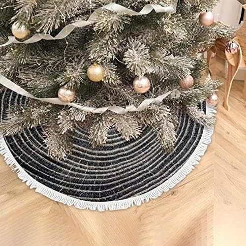 Vantaso Ağacı Etek Noel Retro Çam Ağacı Yıllık Halka Püsküller Dekor ile 30 İnç, rustik Çiftlik Evi Küçük Noel Ağacı Mat