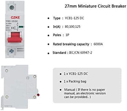 EZZON 1P 2P MCB 27mm Minyatür devre Kesici 1A-80A / 100A/125A 6000kA Kesme Kapasitesi (Renk: 2P, Boyut : 25A)