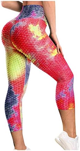 Kravat boya Nefes Kalça Kaldırma Egzersiz Yoga pantolonu Çiçek Baskı Pantolon Kadınlar için Kabarcık Uzun Pantolon Yoga Pantolon