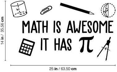 Vinil Duvar Sanatı Çıkartması-Matematik Harika Π - 14 x 25 - Trendy İlham Komik Pozitif Matematik Alıntı Sticker Ev Çocuk
