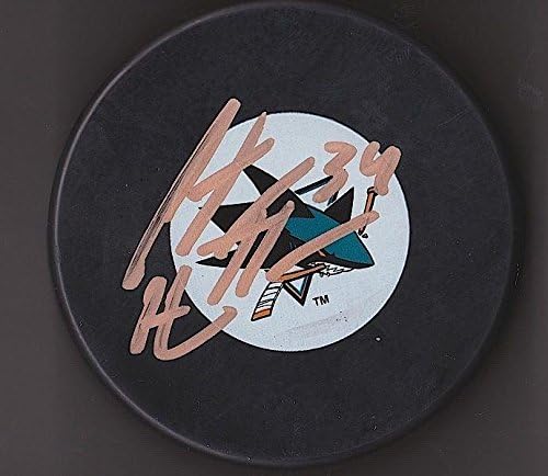 CARTER HUTTON İmzalı SAN JOSE KÖPEKBALIKLARI Diski w / COA İmzalı NHL Diskleri