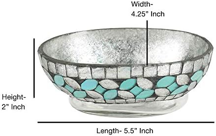 aqua Mavi/Gümüş Cam Mozaik/ Banyo ve Makyaj Alanları için Paslanmaz Çelik nu çelik Deniz Köpüğü Sabunluk