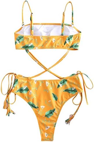 Yüksek Belli Bikini Setleri Kadın Orta Rise Çiçek Baskılı Plaj Mayo Dantel Up Yan Yüksek Kesim Mayo Dipleri ile