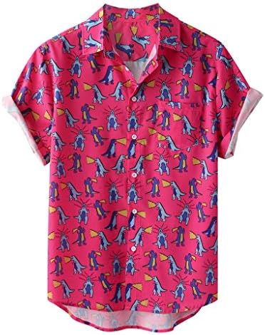 Havai gömleği Erkekler için Düğme Aşağı Kısa Kollu Baskı Gömlek Standart Fit Aloha Gömlek