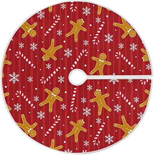Oarencol Noel Çerezleri Şeker Noel Ağacı Etek 36 inç Kar Taneleri Kırmızı Şerit Noel Tatil Parti Ağacı Mat Süslemeleri