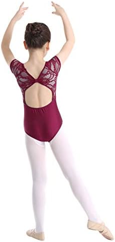 moily Çocuk Kız Çiçek Dantel Kesme Geri Kaşkorse Leotard Jimnastik Bale Dans Giyim Elbise