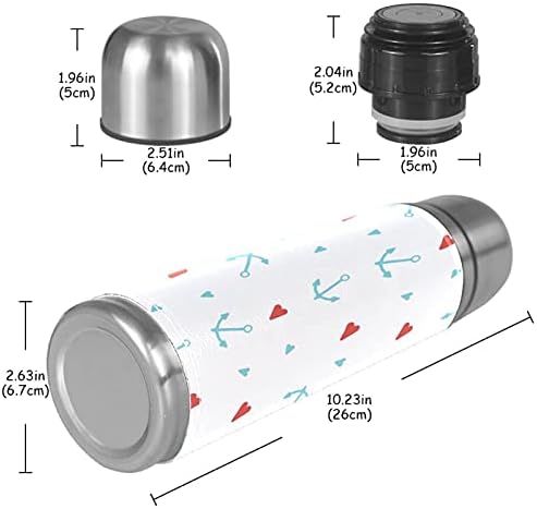 Mavi Çapa & Kalpler Vakum Yalıtımlı Paslanmaz Çelik Termos Şişeler 16 oz, kullanımlık Sızdırmaz BPA Içermeyen Su Şişesi ile