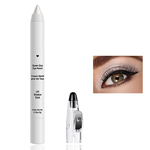 Beyaz Göz Farı Sopa,Glitter Metalik Göz Farı Vurgulayıcı Sopa Kalemtıraş ile Mum Boya makyaj kalemi, Uygulaması kolay, Son