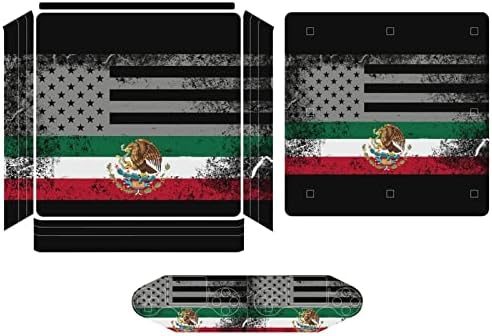 ABD Meksika Çatlak Bayrağı Sevimli Sticker Cilt Koruyucu İnce Kapak için PS-4 İnce / PS-4 Pro Konsol ve 2 Denetleyici